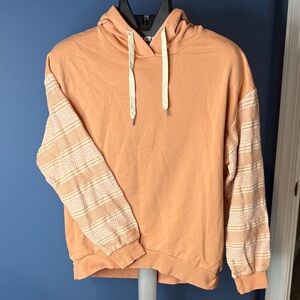 Orange Hoodie with Patterned Sleeves